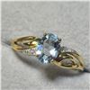 Image 2 : 10K  AQUAMARINE(1CT) DIAMOND(0.02CT) RING SIZE 7