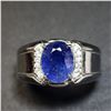 Image 1 : SILVER SAPPHIRE(3CT) CZ(0.24CT) RING SIZE 9