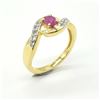 Image 2 : GOLD PLATED SILVER RUBY WHITE TOPAZ(0.45CT) RING SIZE 7