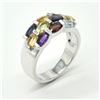 Image 2 : SILVER MULTI COLOUR GEMSTONE (1.9CT) RING  SIZE 7.5