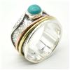 Image 2 : 2TONED SILVER TURQUOISE(0.7CT) RING  SIZE 7.5