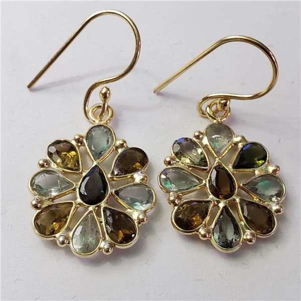 SILVER FANCY COLOR TOURMALINE EARRINGS