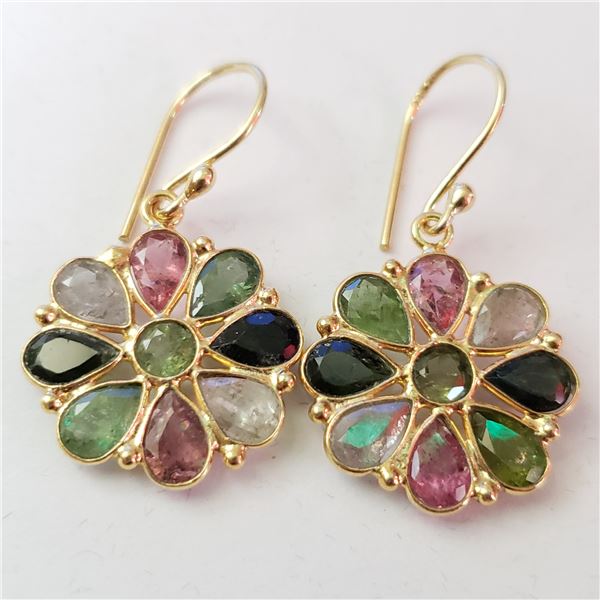 SILVER FANCY COLOR TOURMALINE EARRINGS