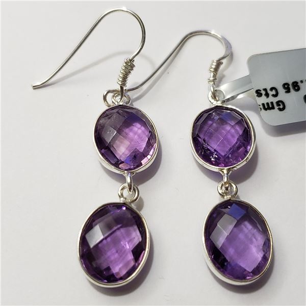 SILVER AMETHYST(11.95CT) EARRINGS