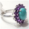 Image 2 : SILVER TURQUOISE AMETHYST RING SIZE 10.5