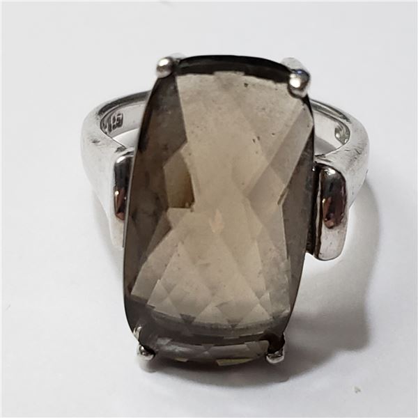 SILVER SMOKEY QUARTZ RING SIZE 8