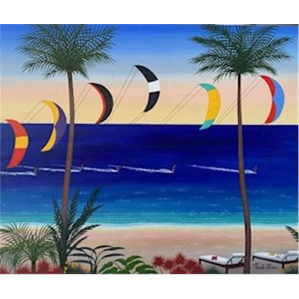 Kitesurfing in Kailua by Fanch Ledan Original