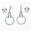 Image 5 : Estate 18K Gold 2.50 ctw Milgrain Bezel Diamond & Ruby Circle Drop Dangle Earrin