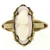 Image 1 : Antique Victorian 10k Yellow Gold Simple Petite Carved Pink Stone Cameo Ring