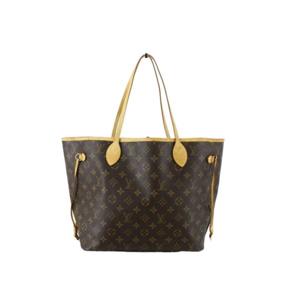 Louis Vuitton Brown Monogram Canvas Leather Neverfull MM Tote Bag