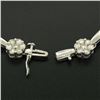 Image 6 : 14K White Gold 7" 4.65 ctw Round Diamond Flower Cluster Bar Link Tennis Bracelet