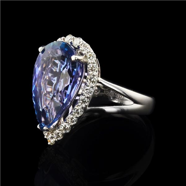 8.53 ctw Tanzanite and 0.69 ctw Diamond 18K White Gold Ring GIA CERTIFIED