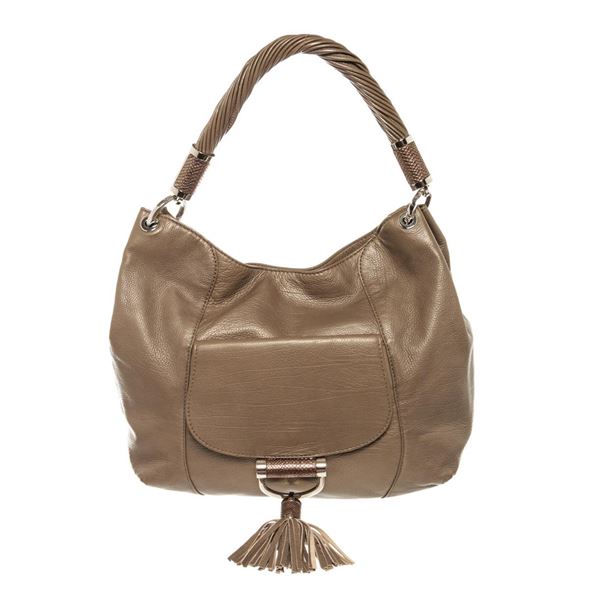 Michael Kors Gray Leather Tonne Hobo Bag with Tassel