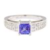 Image 2 : 1.45 ctw Princess Brilliant Tanzanite And Princess Cut Diamond Ring - 18KT White