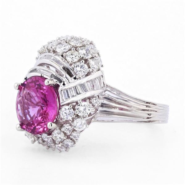 3.39 ctw Pink Sapphire and 1.54 ctw Diamond Platinum Ring