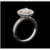 Image 4 : 1.55 ctw Diamond Halo Ring - 14KT White Gold
