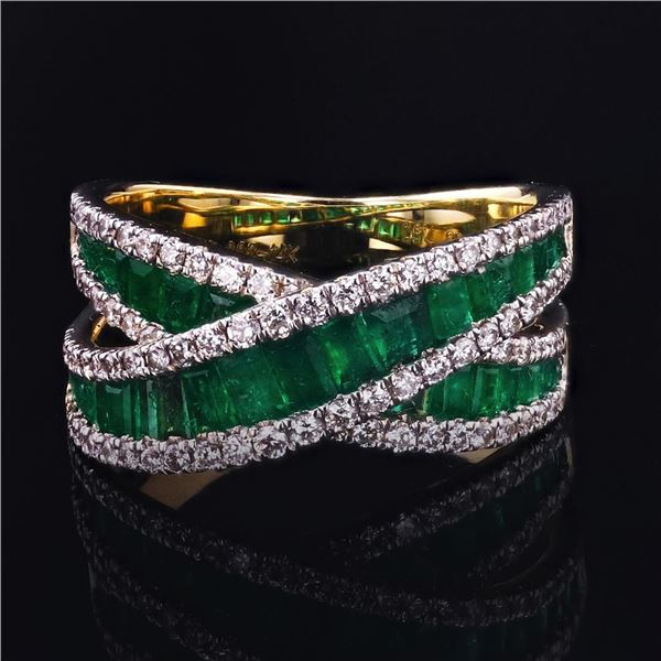 1.92 ctw Emerald and 0.69 ctw Diamond 14K Yellow Gold Ring