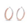 Image 1 : 1.19 ctw Diamond 14K White and Rose Gold Hoop Earrings