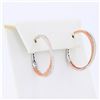 Image 4 : 1.19 ctw Diamond 14K White and Rose Gold Hoop Earrings