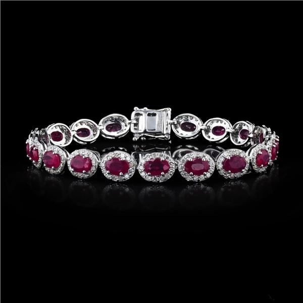 9.23 ctw Ruby and 3.24 ctw Diamond Platinum Bracelet