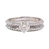 Image 2 : 1.38 ctw Diamond Ring & Wedding Band - 14KT White Gold
