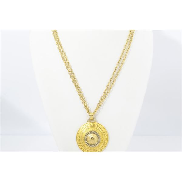 Versace Gold-tone Round Medusa Pendant Necklace