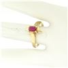 Image 5 : 14K Solid Yellow Gold.83 ctw Prong Set Emerald Cut Red Ruby Solitaire Bypass Rin