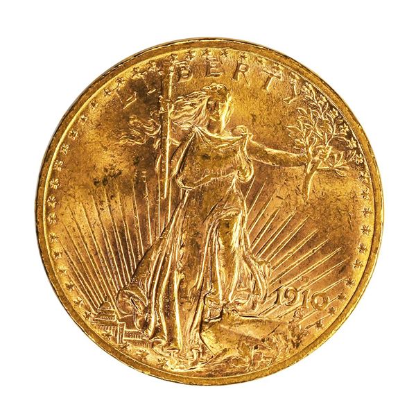 1910-D $20 St. Gaudens Double Eagle Gold Coin BU