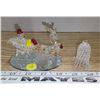 Image 1 : Hand Blown, Spun Glass Vintage 1990's Santa Sleigh & Reindeer, Bell