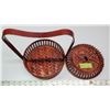 Image 4 : Beaded Wooden-Bamboo Lacquered Cricket Basket Asian - 1980's
