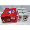 Image 1 : Budweiser Blue Jay Cooler Back Pack and 6 Coke Collector Big Gulp Glasses