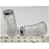 Image 4 : Vintage 1900-20 Cut Glass S & P Shakers with Aluminum Tops