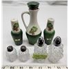 Image 1 : Retro 1070's Oil Cruet/SP set & 2 sets Mid century cut glass-Silver tops S & P shakers