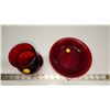 Image 1 : Set of 2, Blood red, glass low bowl & 1 Blood red glass vase.