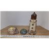 Image 1 : Vintage Light House T-lite; Ceramic Rattle; Shell Votive; Glazed Ceramic Soap holder