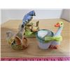 Image 1 : 3 Porcelain Bisque Figurines Blue Jay, Swan, Duck 1940-50