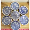Image 1 : 7 Seaforth Wood's Burslem Vintage Saucers - Blue Transfer