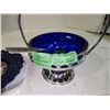 Image 4 : Cobalt Blue Dish Silve Plated Holder; Lacy blue Plate - 1970's