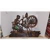 Image 1 : Woman Spinning Wool - Genuine Coppercraft 1971 Large Wall Plaque