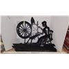 Image 2 : Woman Spinning Wool - Genuine Coppercraft 1971 Large Wall Plaque