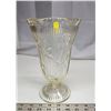 Image 1 : Iris & Herrington Depression Glass Vase 1930's 9" H x 5"W