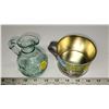 Image 2 : Vintage Green Glass Pitcher; Bonanza Tin Collector Cup Rare with all 4 Characters