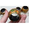 Image 4 : 5 Oriental Hand Painted - LacqueredVintage Napkin Rings - different scenes