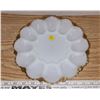 Image 1 : Anchor Hocking Milk Glass Deviled Egg Plate Fire King 22 K Gold Trim 60's-70's