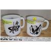 Image 1 : 2 Milk Glass Collector Mugs Mid Century - Curling Glasbake, Bowling Anchor Hocking