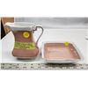Image 2 : Dusty Rose Gold Trimmed Vintage Bowl & Pitcher Set - Fine China - no chips