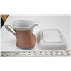 Image 4 : Dusty Rose Gold Trimmed Vintage Bowl & Pitcher Set - Fine China - no chips