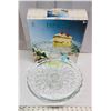 Image 2 : Footed Serving Tray 13" Indonesian Glass - original box Vintage mid century