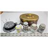 Image 1 : 4 Porcelain Hat Pin Holders 1920's and Hat Pin Cushion with Pins Handmade