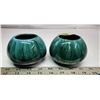 Image 1 : Blue Mountain Pottery Canada 2 Low Vases/Bowls Traditional Green Dip 1960's
